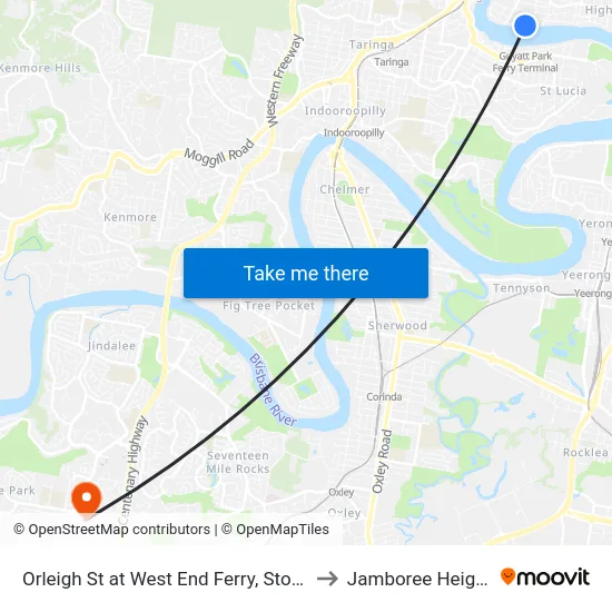 Orleigh St at West End Ferry, Stop 15 to Jamboree Heights map