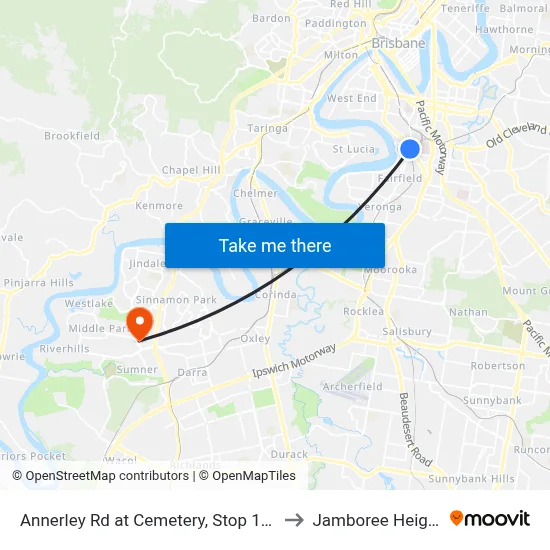 Annerley Rd at Cemetery, Stop 13/18 to Jamboree Heights map