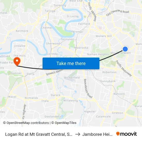 Logan Rd at Mt Gravatt Central, Stop 37 to Jamboree Heights map