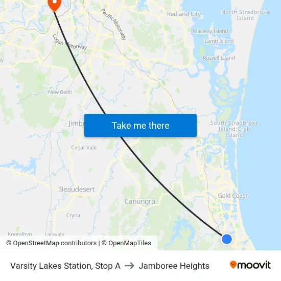 Varsity Lakes Station, Stop A to Jamboree Heights map