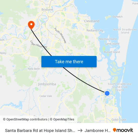 Santa Barbara Rd at Hope Island Shopping Centre to Jamboree Heights map