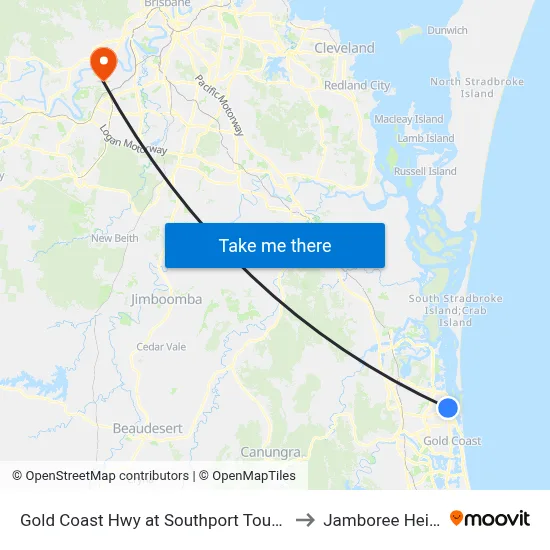 Gold Coast Hwy at Southport Tourist Park to Jamboree Heights map