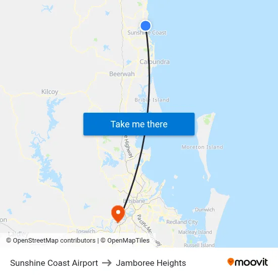 Sunshine Coast Airport to Jamboree Heights map
