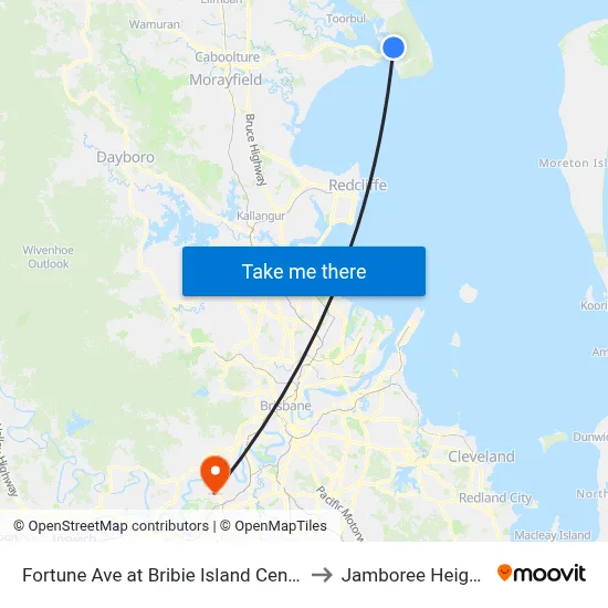 Fortune Ave at Bribie Island Central to Jamboree Heights map