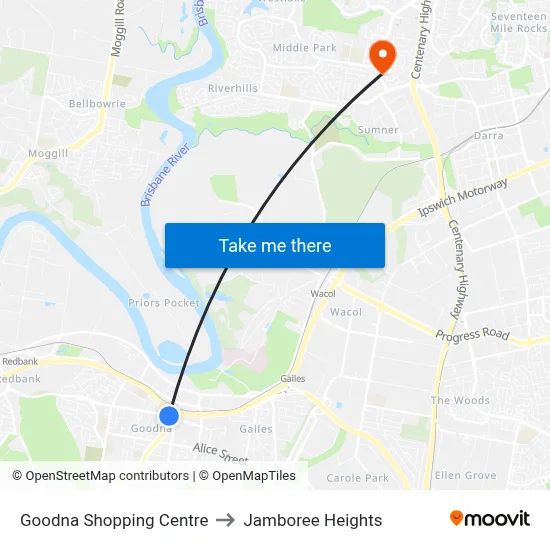 Goodna Shopping Centre to Jamboree Heights map