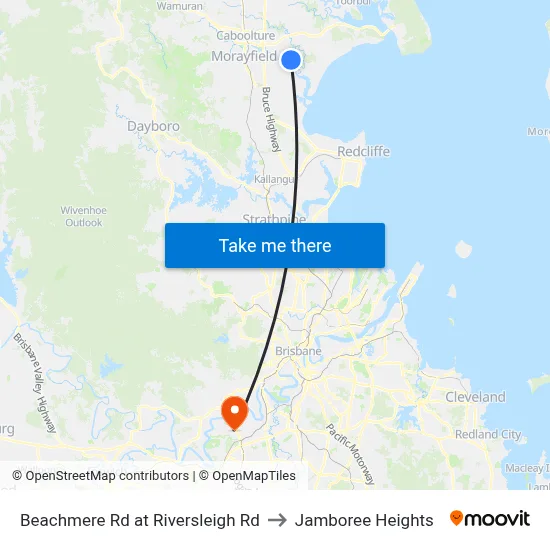 Beachmere Rd at Riversleigh Rd to Jamboree Heights map