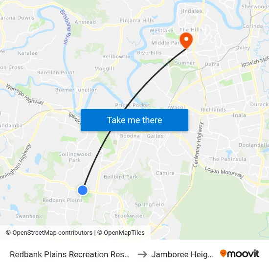 Redbank Plains Recreation Reserve to Jamboree Heights map
