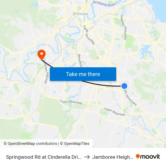 Springwood Rd at Cinderella Drive to Jamboree Heights map
