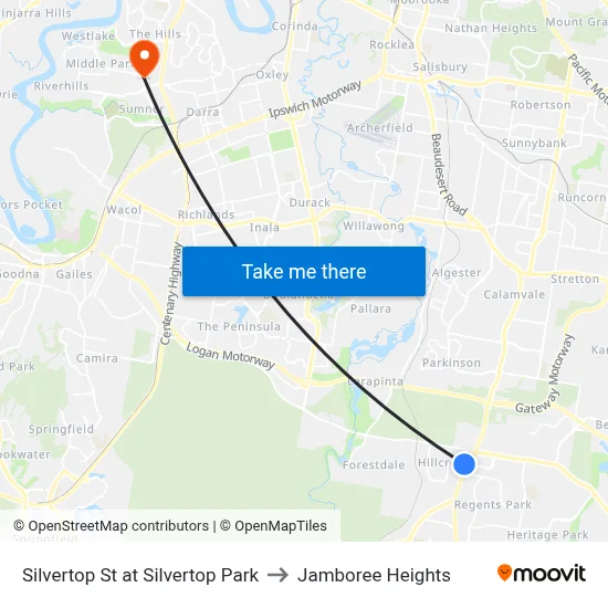 Silvertop St at Silvertop Park to Jamboree Heights map
