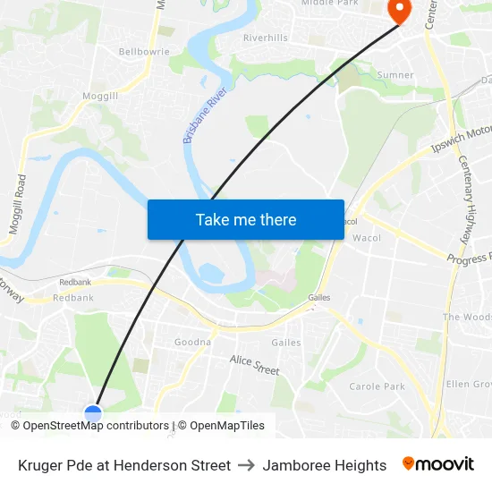 Kruger Pde at Henderson Street to Jamboree Heights map