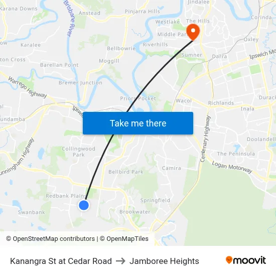 Kanangra St at Cedar Road to Jamboree Heights map