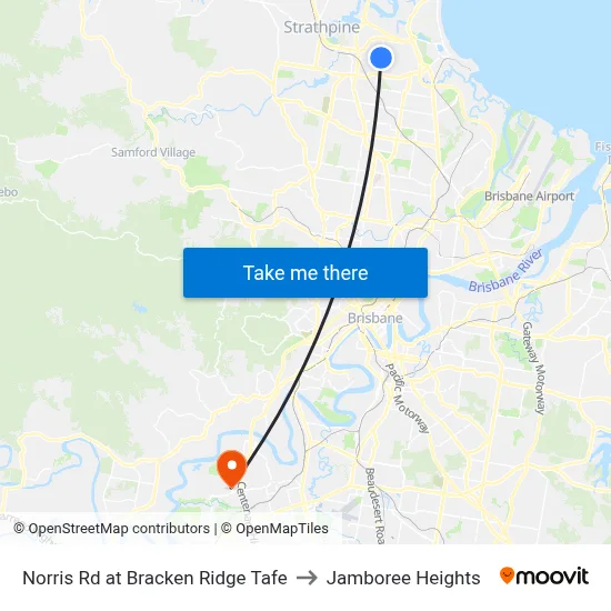 Norris Rd at Bracken Ridge Tafe to Jamboree Heights map