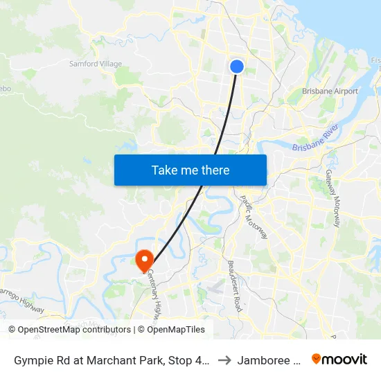 Gympie Rd at Marchant Park, Stop 40 (Temp Closure) to Jamboree Heights map