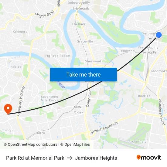 Park Rd at Memorial Park to Jamboree Heights map