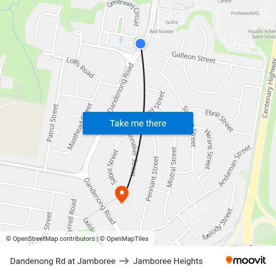 Dandenong Rd at Jamboree to Jamboree Heights map