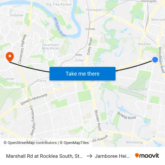 Marshall Rd at Rocklea South, Stop 41 to Jamboree Heights map