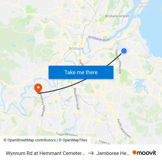 Wynnum Rd at Hemmant Cemetery, Stop 44 to Jamboree Heights map
