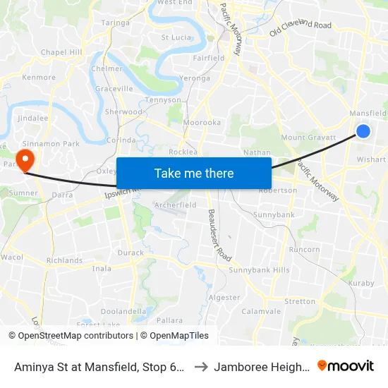 Aminya St at Mansfield, Stop 67a to Jamboree Heights map