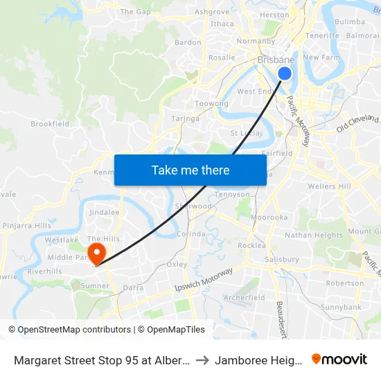 Margaret Street Stop 95 at Albert St to Jamboree Heights map