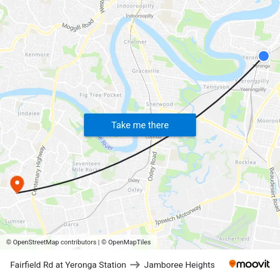 Fairfield Rd at Yeronga Station to Jamboree Heights map