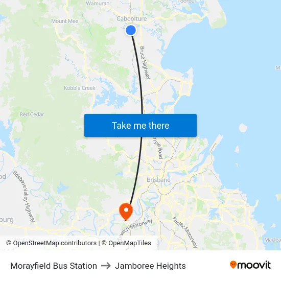 Morayfield Bus Station to Jamboree Heights map