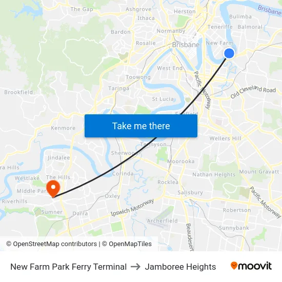 New Farm Park Ferry Terminal to Jamboree Heights map