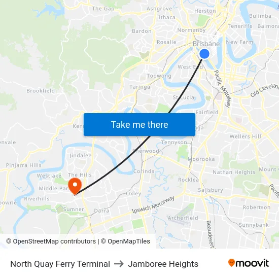 North Quay Ferry Terminal to Jamboree Heights map