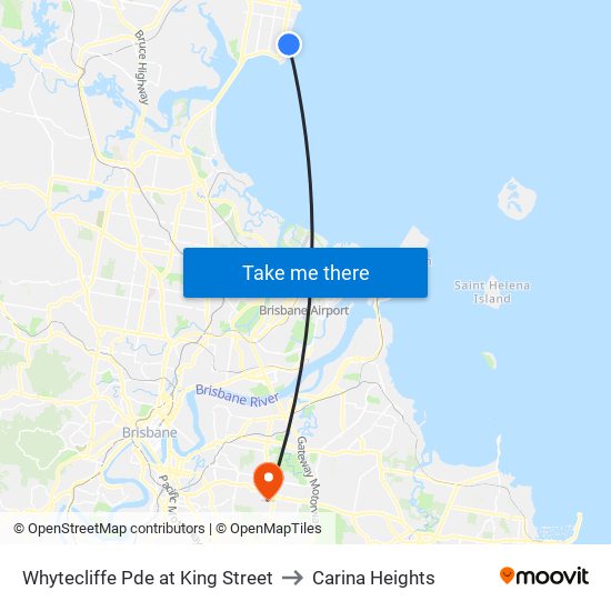 Whytecliffe Pde at King Street to Carina Heights map