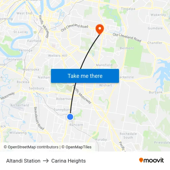 Altandi Station to Carina Heights map