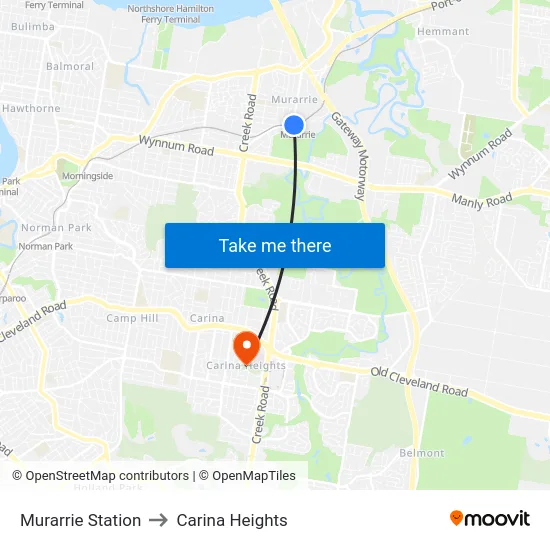 Murarrie Station to Carina Heights map