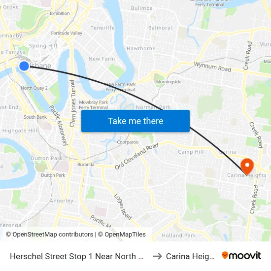 Herschel Street Stop 1 Near North Quay to Carina Heights map