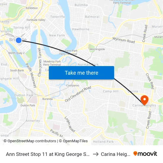 Ann Street Stop 11 at King George Square to Carina Heights map