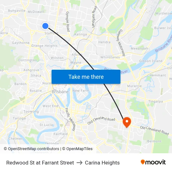 Redwood St at Farrant Street to Carina Heights map