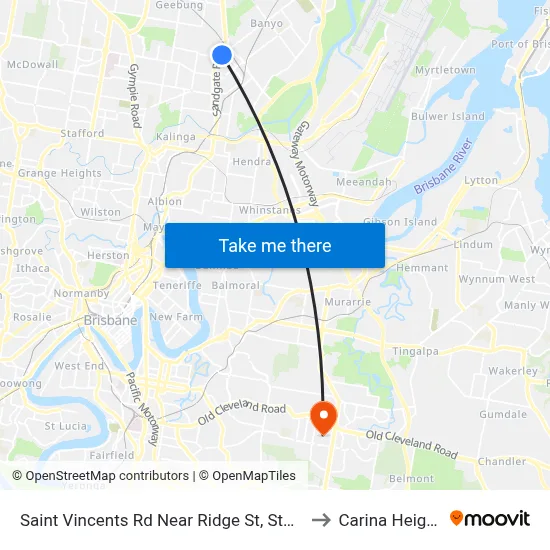 Saint Vincents Rd Near Ridge St, Stop 19 to Carina Heights map
