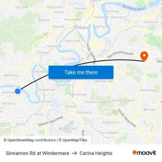 Sinnamon Rd at Windermere to Carina Heights map