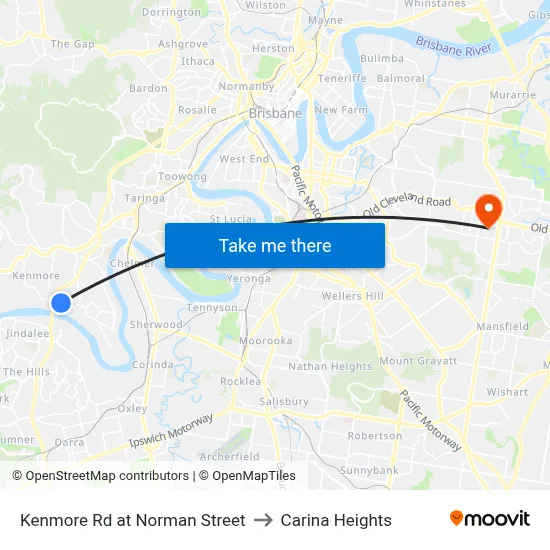 Kenmore Rd at Norman Street to Carina Heights map