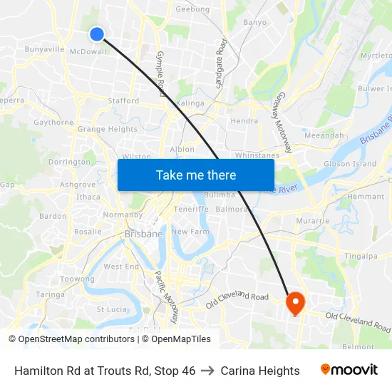 Hamilton Rd at Trouts Rd, Stop 46 to Carina Heights map