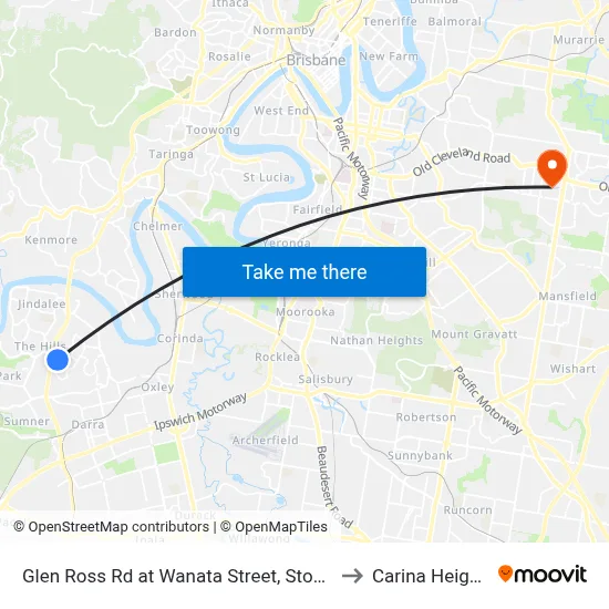 Glen Ross Rd at Wanata Street, Stop 54 to Carina Heights map