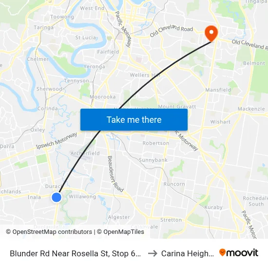 Blunder Rd Near Rosella St, Stop 60a to Carina Heights map