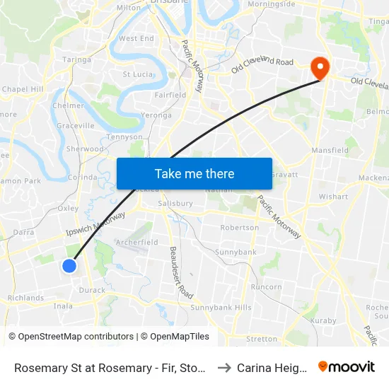 Rosemary St at Rosemary - Fir, Stop 73 to Carina Heights map