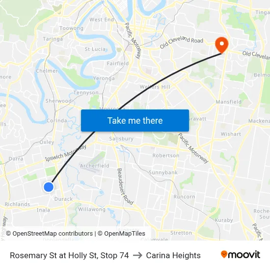 Rosemary St at Holly St, Stop 74 to Carina Heights map