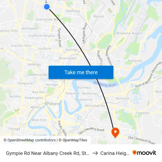 Gympie Rd Near Albany Creek Rd, Stop 42 to Carina Heights map
