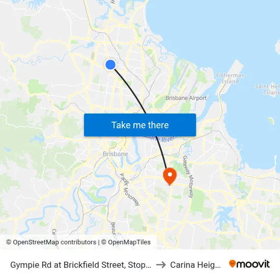 Gympie Rd at Brickfield Street, Stop 45 to Carina Heights map