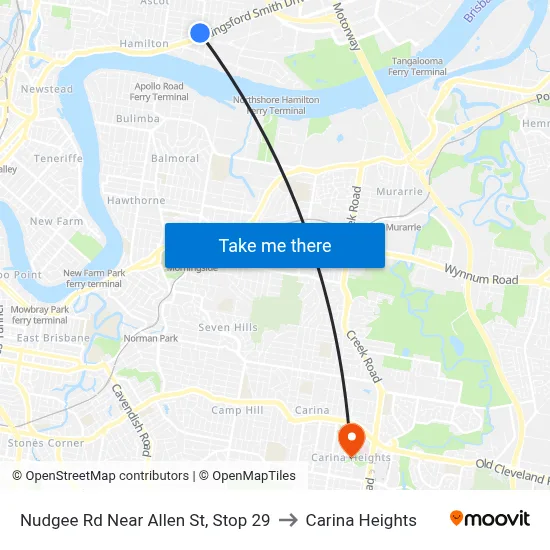 Nudgee Rd Near Allen St, Stop 29 to Carina Heights map