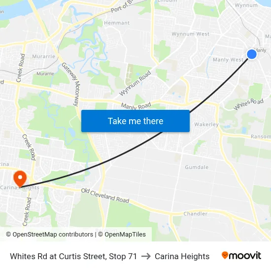 Whites Rd at Curtis Street, Stop 71 to Carina Heights map