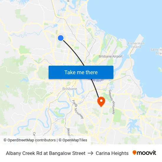 Albany Creek Rd at Bangalow Street to Carina Heights map