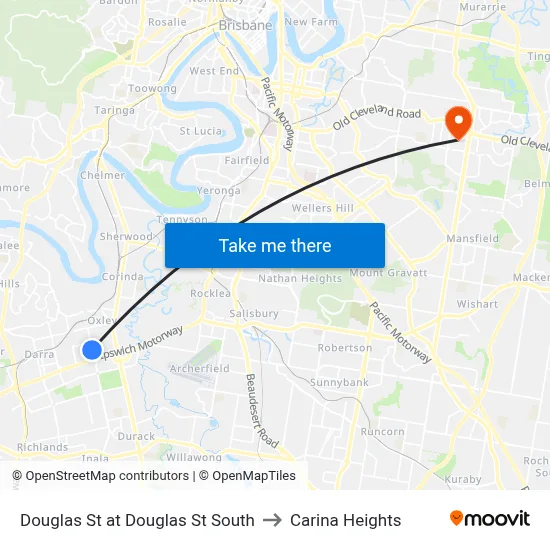 Douglas St at Douglas St South to Carina Heights map