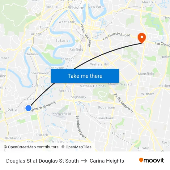 Douglas St at Douglas St South to Carina Heights map