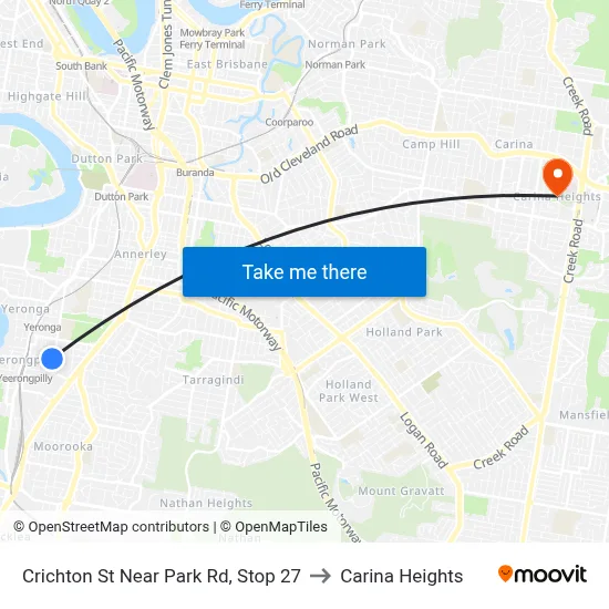 Crichton St Near Park Rd, Stop 27 to Carina Heights map