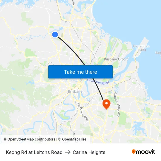 Keong Rd at Leitchs Road to Carina Heights map